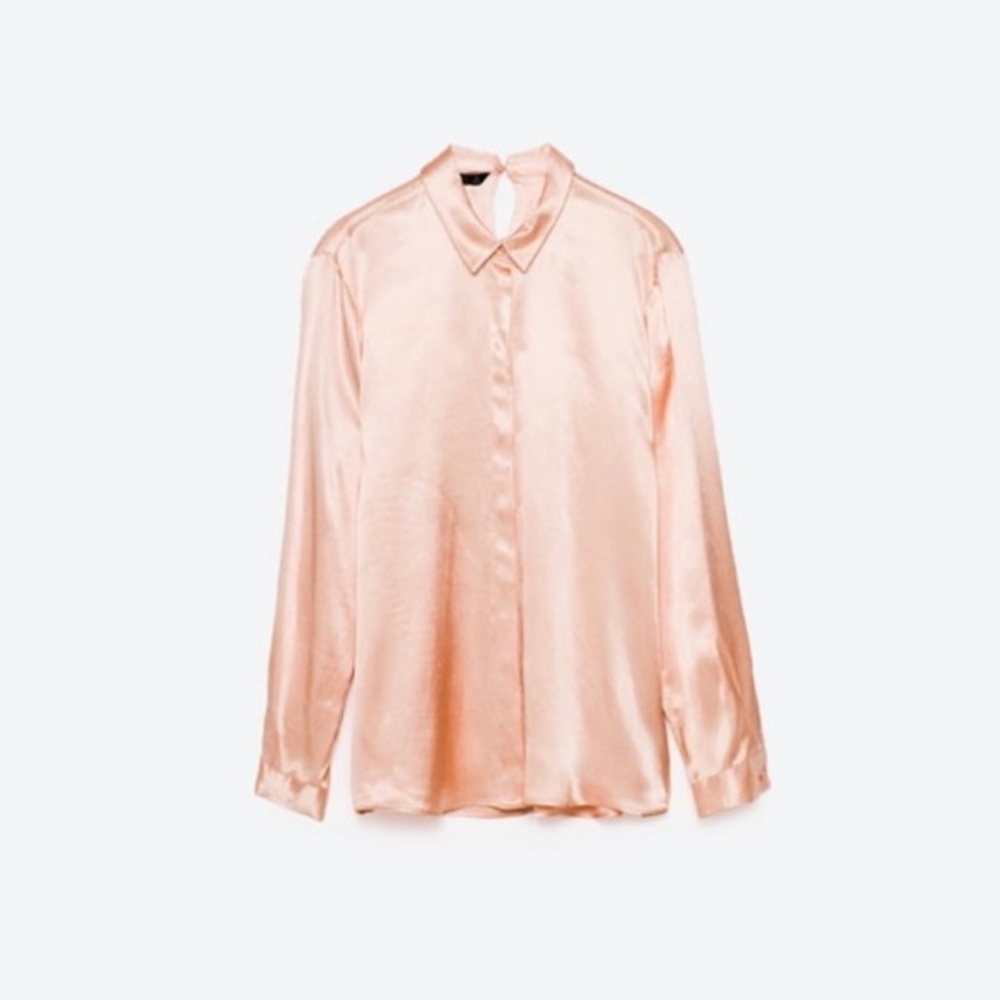 Zara Blush Pink Satin Shirt
Large